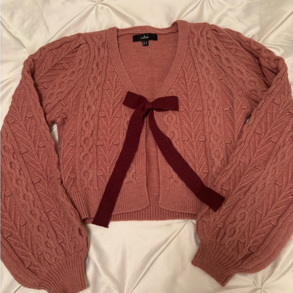 Lulu's Cable Knit Tie Front Cardigan